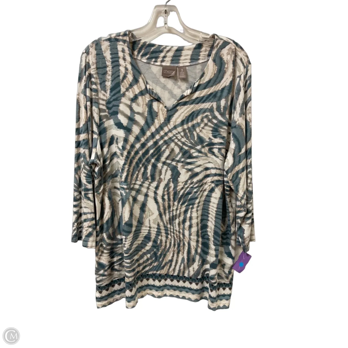 Top Long Sleeve By Chicos In Blue, Size: Xl