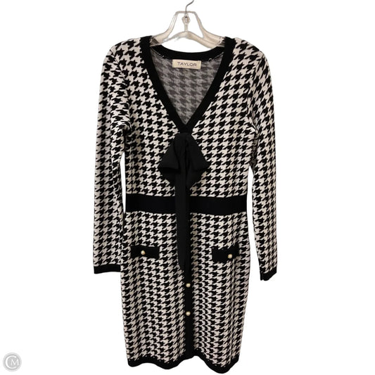 Dress Casual Midi By Taylor In Black & White, Size: M