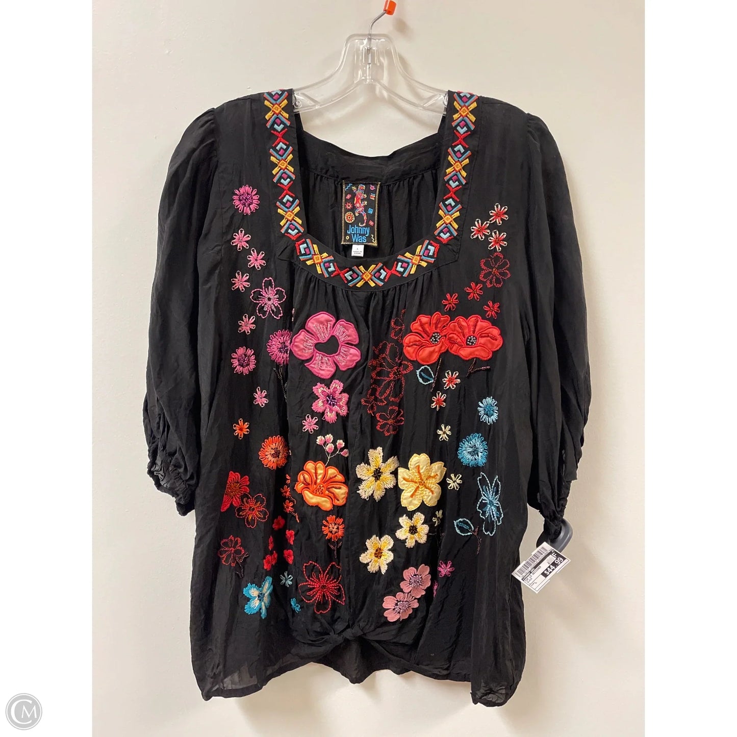 Top Long Sleeve Designer By Johnny Was In Black, Size: L