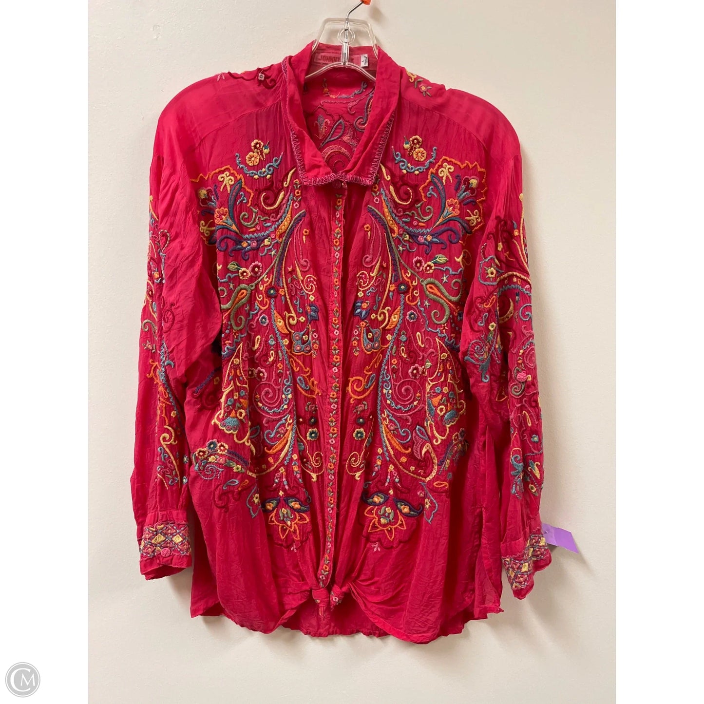 Blouse Designer By Johnny Was In Pink, Size: L