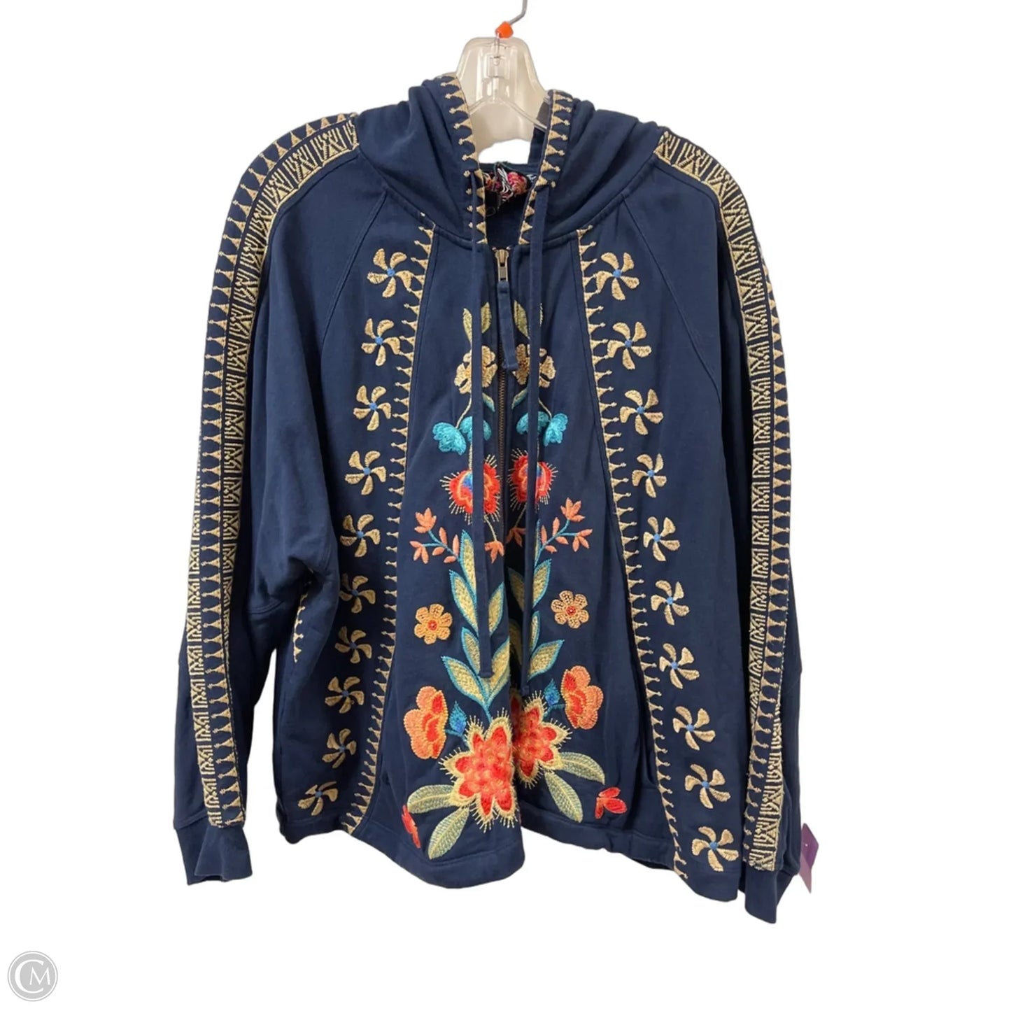Jacket Designer By Johnny Was In Blue, Size: Xl