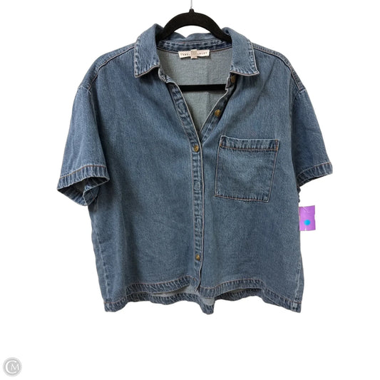 Blouse Short Sleeve By Jane And Delancey In Blue Denim, Size: M