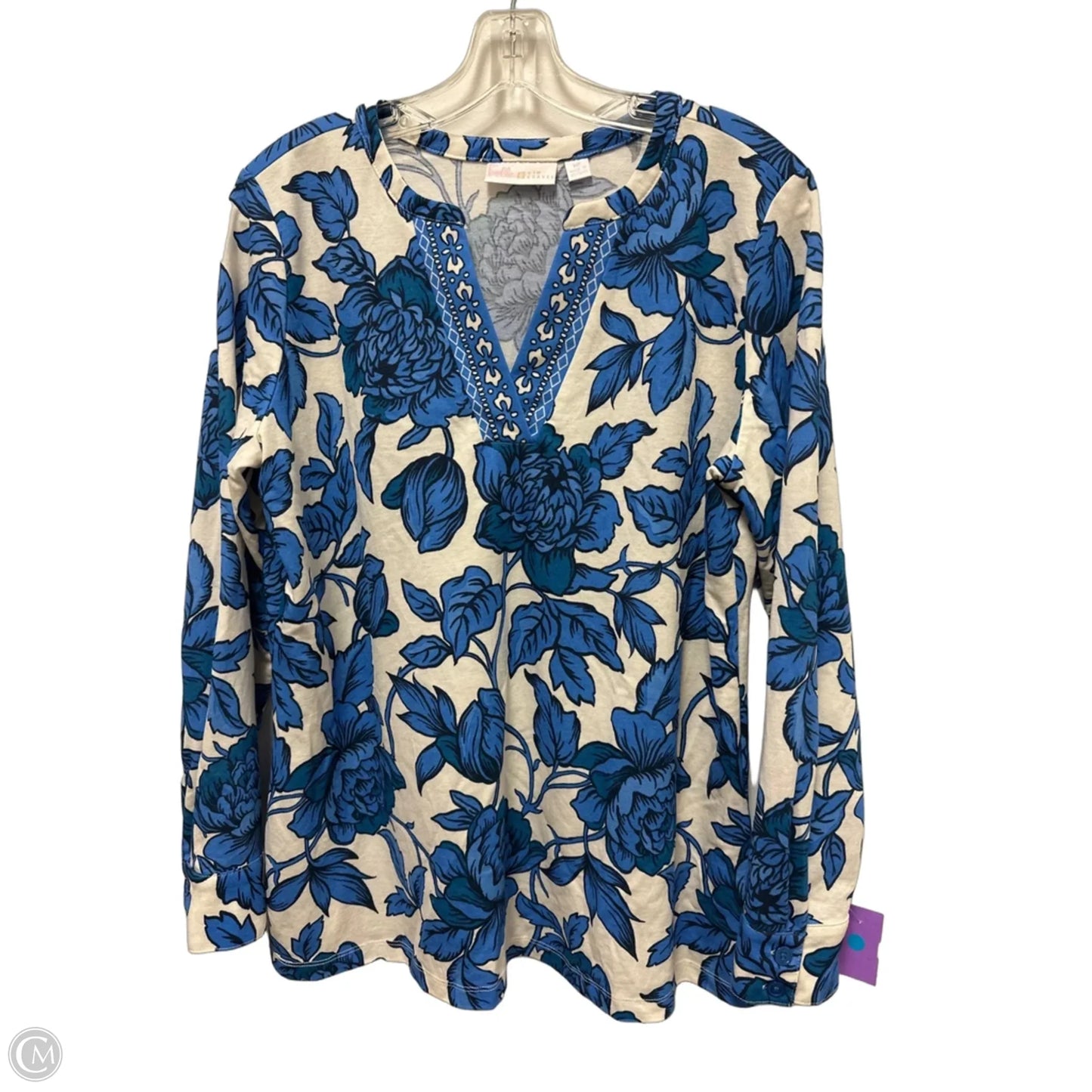 Top Long Sleeve By Belle By Kim Gravel In Blue, Size: Mp