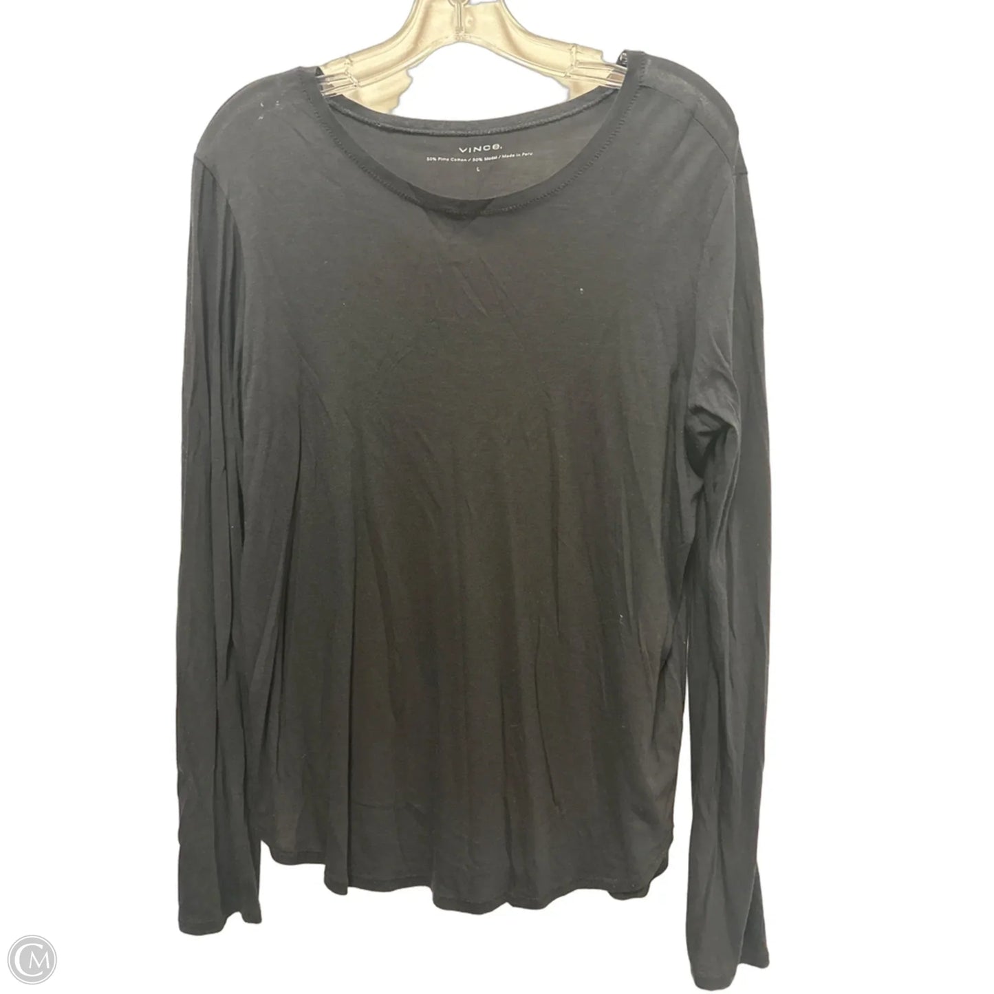 Top Long Sleeve By Vince In Black, Size: L