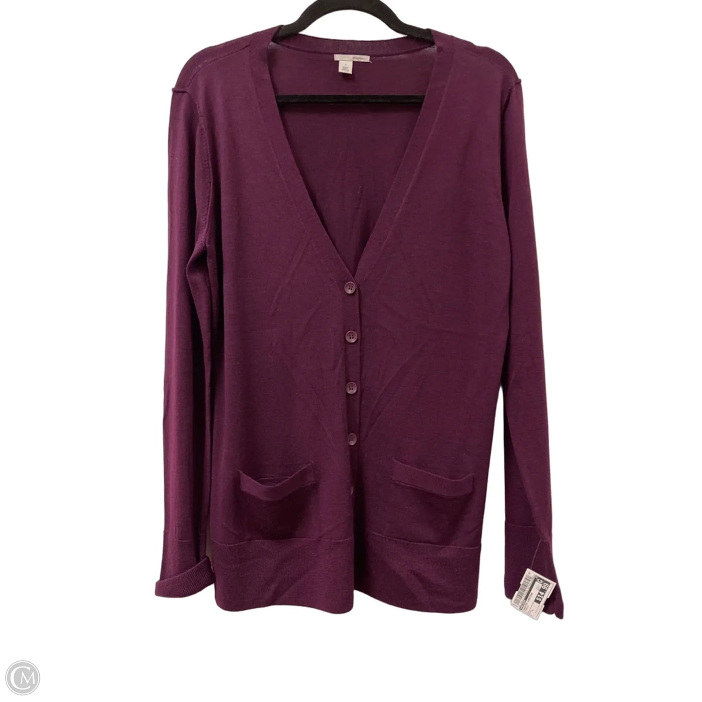 Sweater Cardigan By Halogen In Purple, Size: L
