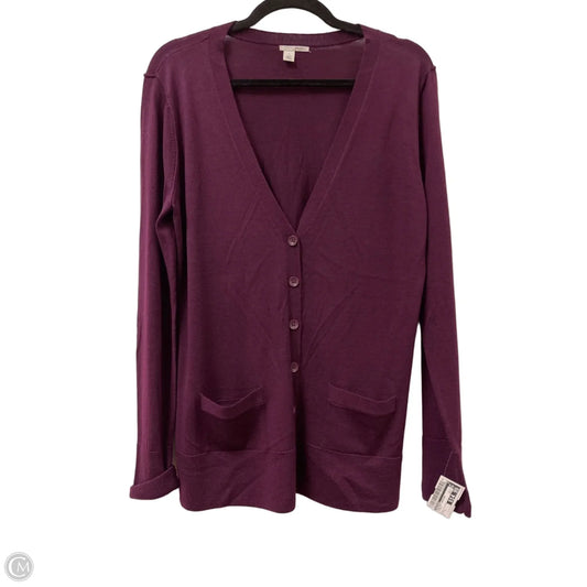 Sweater Cardigan By Halogen In Purple, Size: L