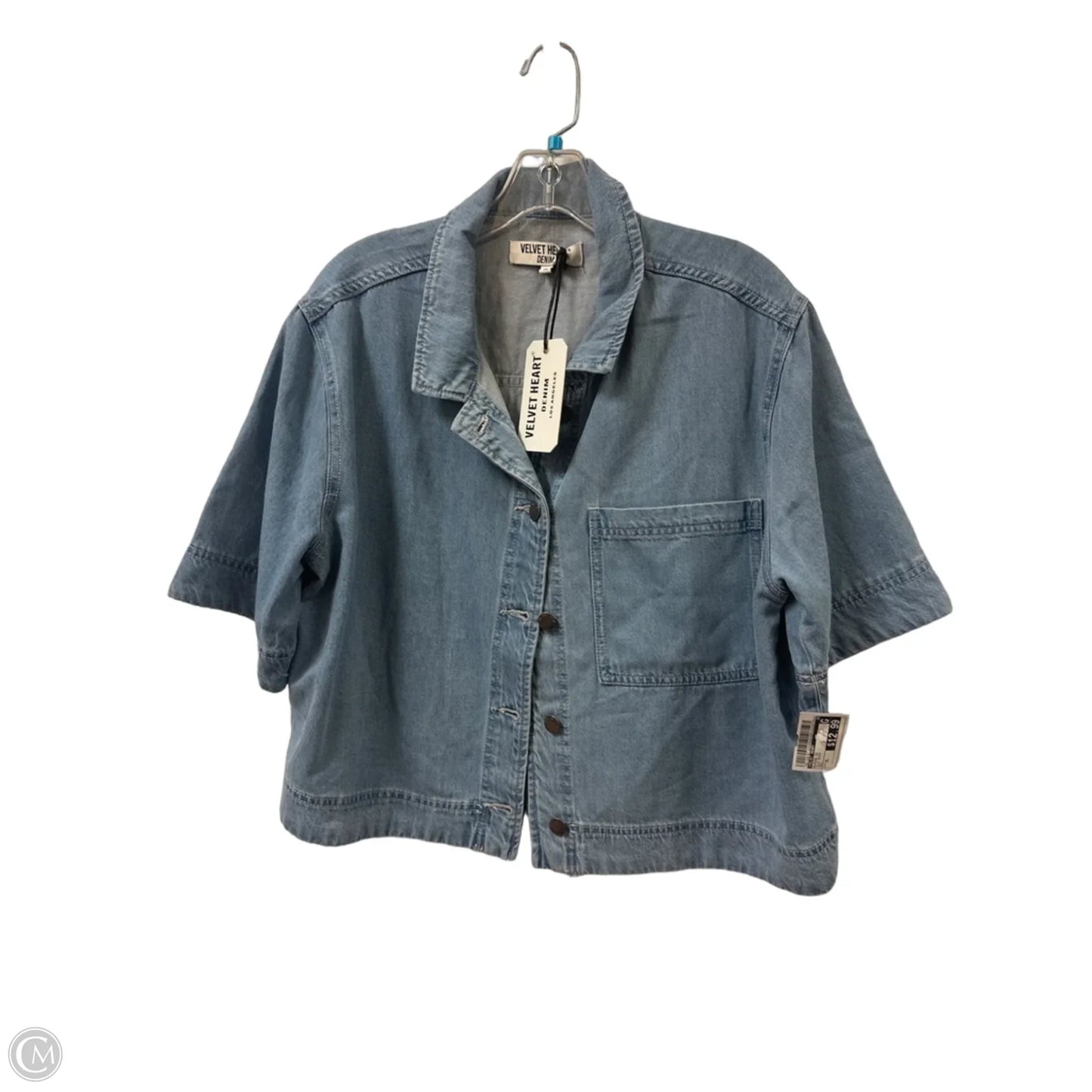 Blouse Short Sleeve By Velvet Heart In Blue Denim, Size: Xl