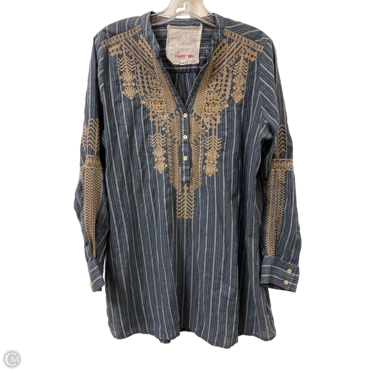 Tunic Designer By Johnny Was In Blue, Size: M