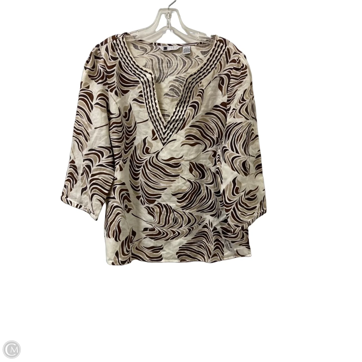 Top Long Sleeve By Carole Little In Brown & Cream, Size: Xl