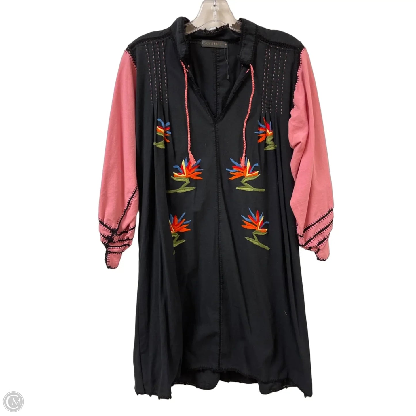 Dress Casual Midi By Clothes Mentor In Black & Pink, Size: M