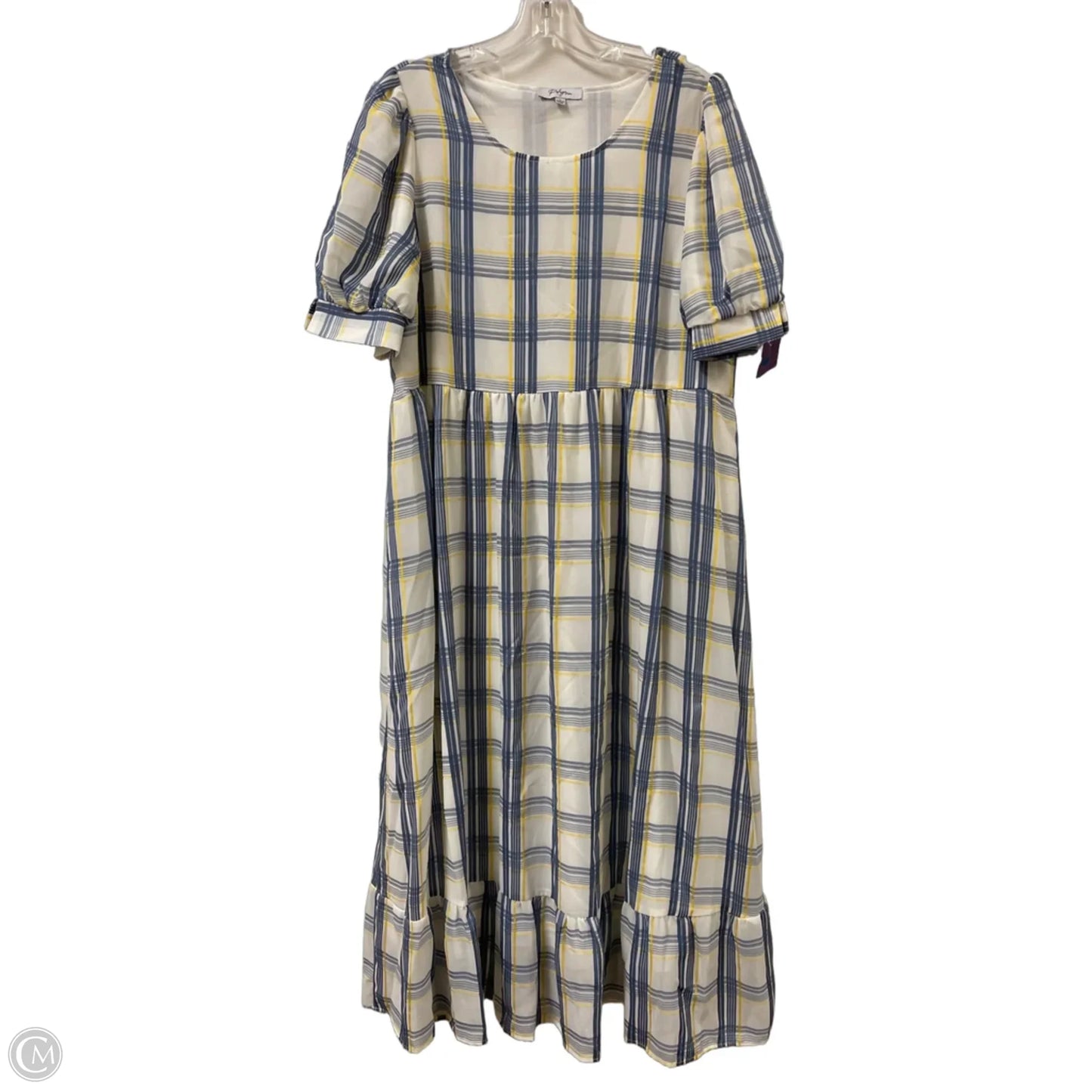 Dress Casual Maxi By Polygram In Blue & Yellow, Size: L