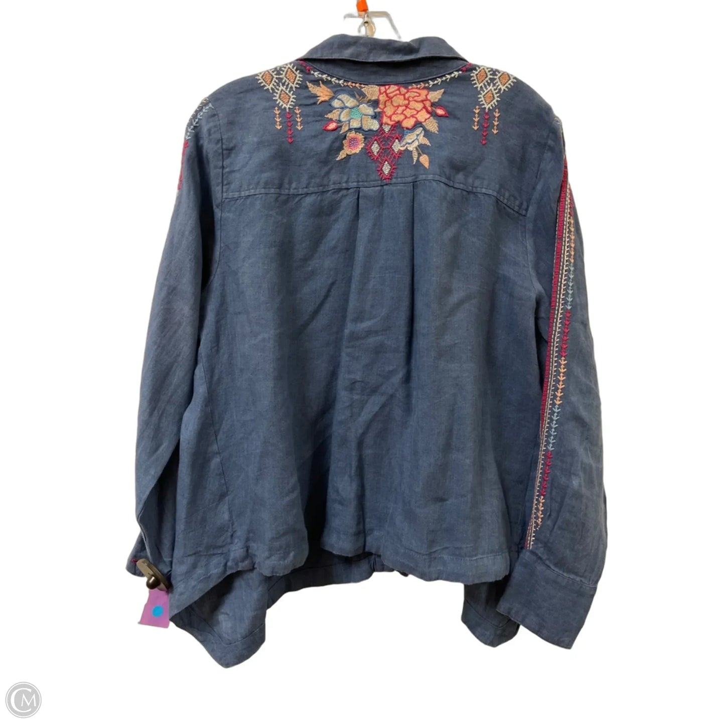 Blouse Designer By Johnny Was In Blue, Size: M