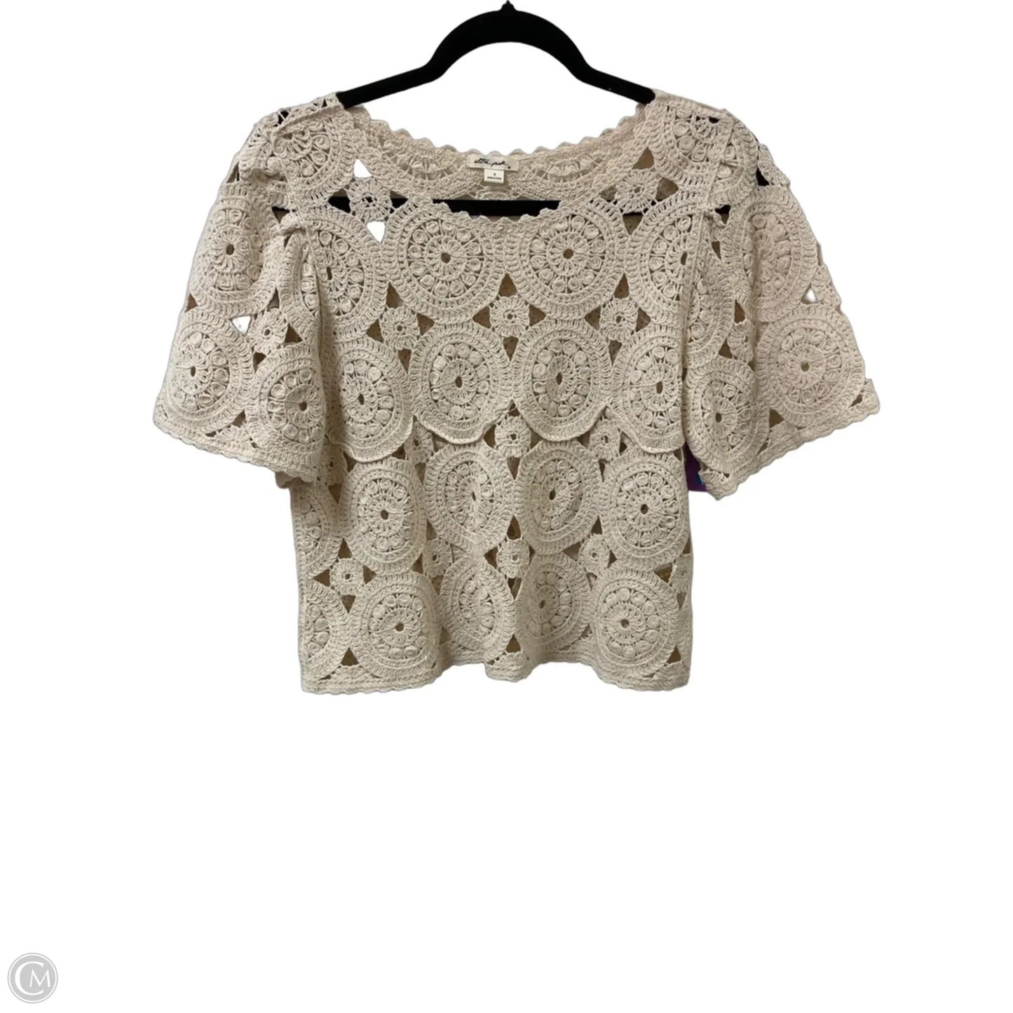 Top Short Sleeve By Ultra Pink In Cream, Size: S
