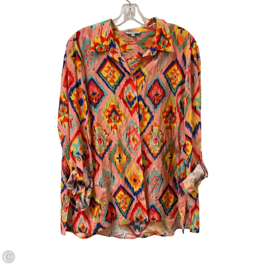 Blouse Long Sleeve By John Mark In Multi-colored, Size: L