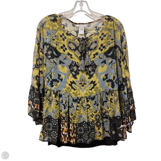 Top 2pc Long Sleeve By John Mark In Black & Green, Size: L