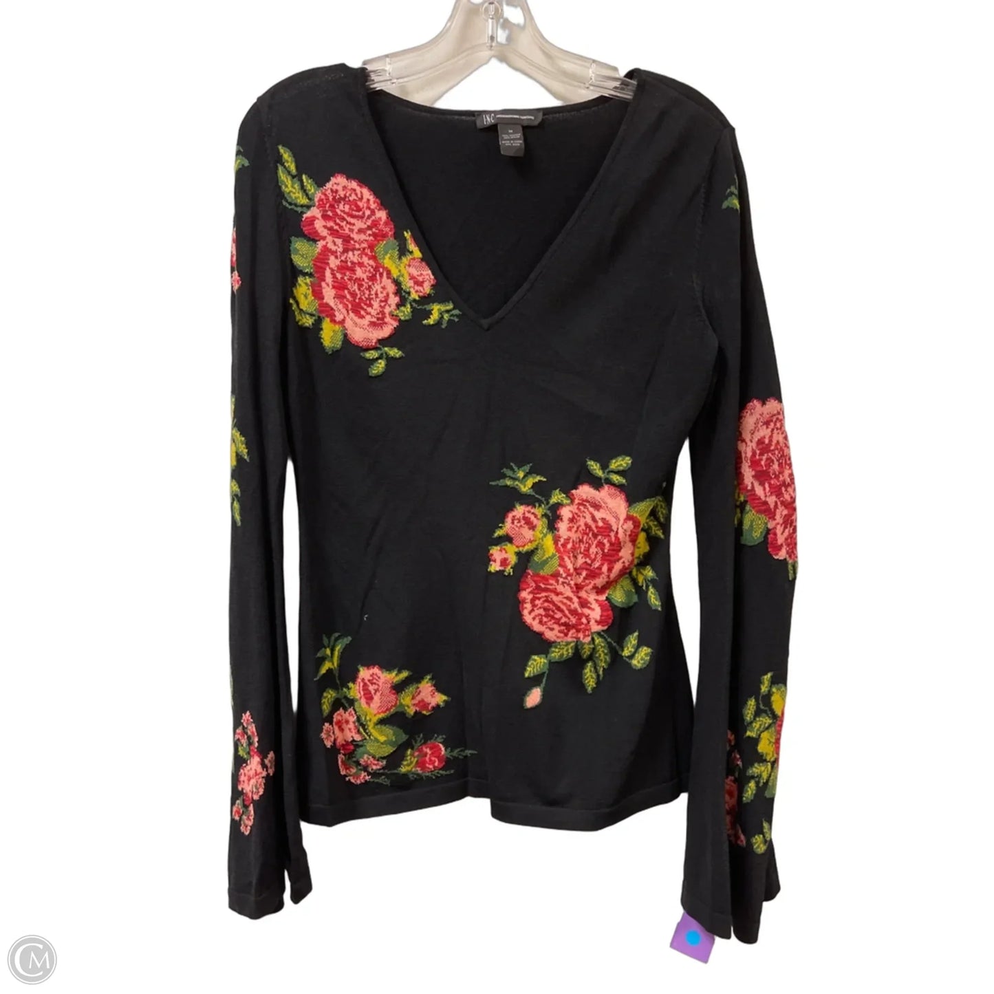 Top Long Sleeve By Inc In Black, Size: M