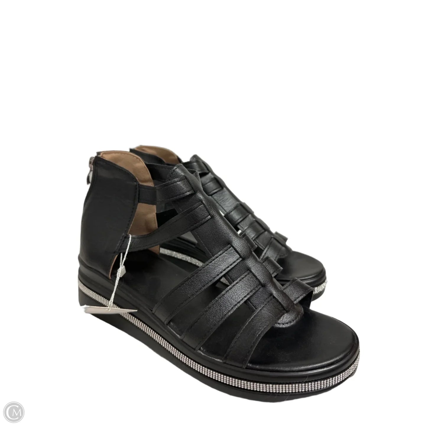 Sandals Flats By Clothes Mentor In Black, Size: 12.5