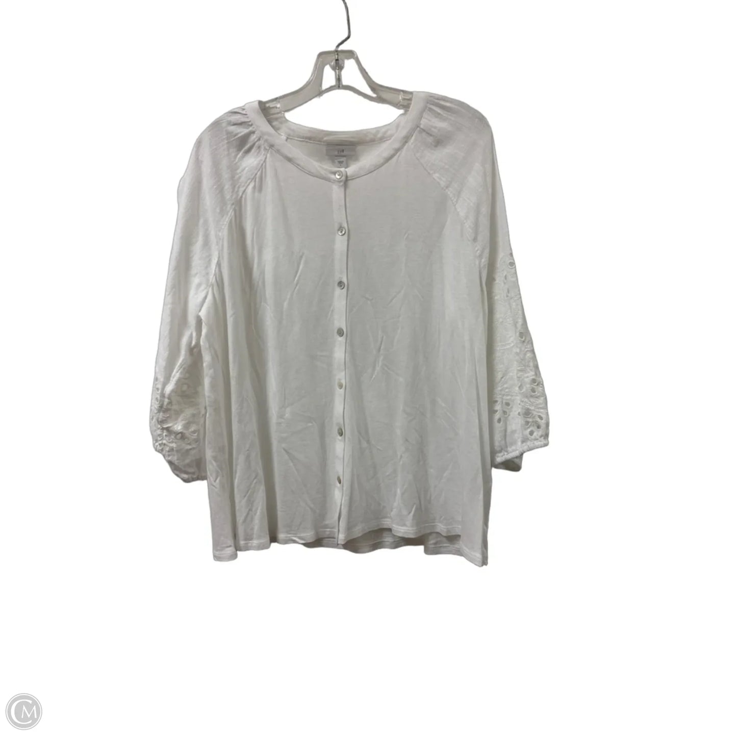 Blouse Long Sleeve By J. Jill In White, Size: L