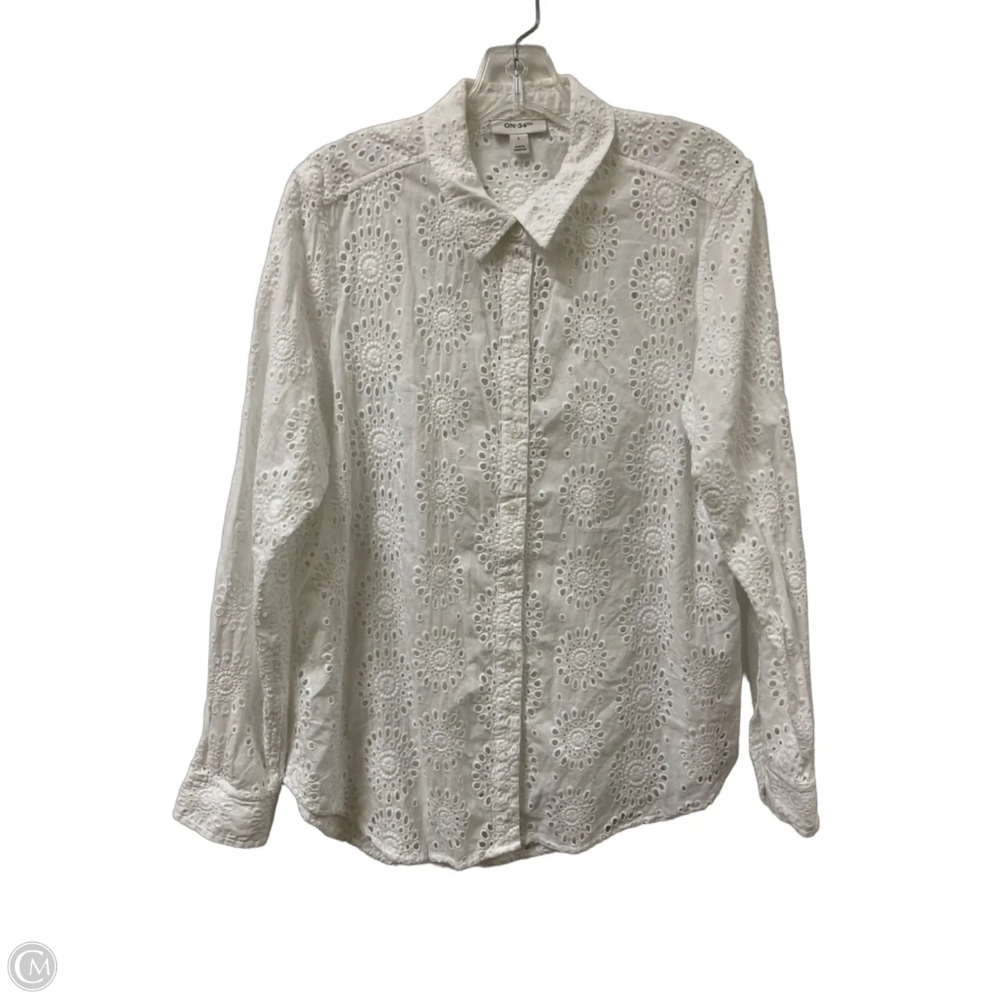 Blouse Long Sleeve By On 34th In White, Size: L