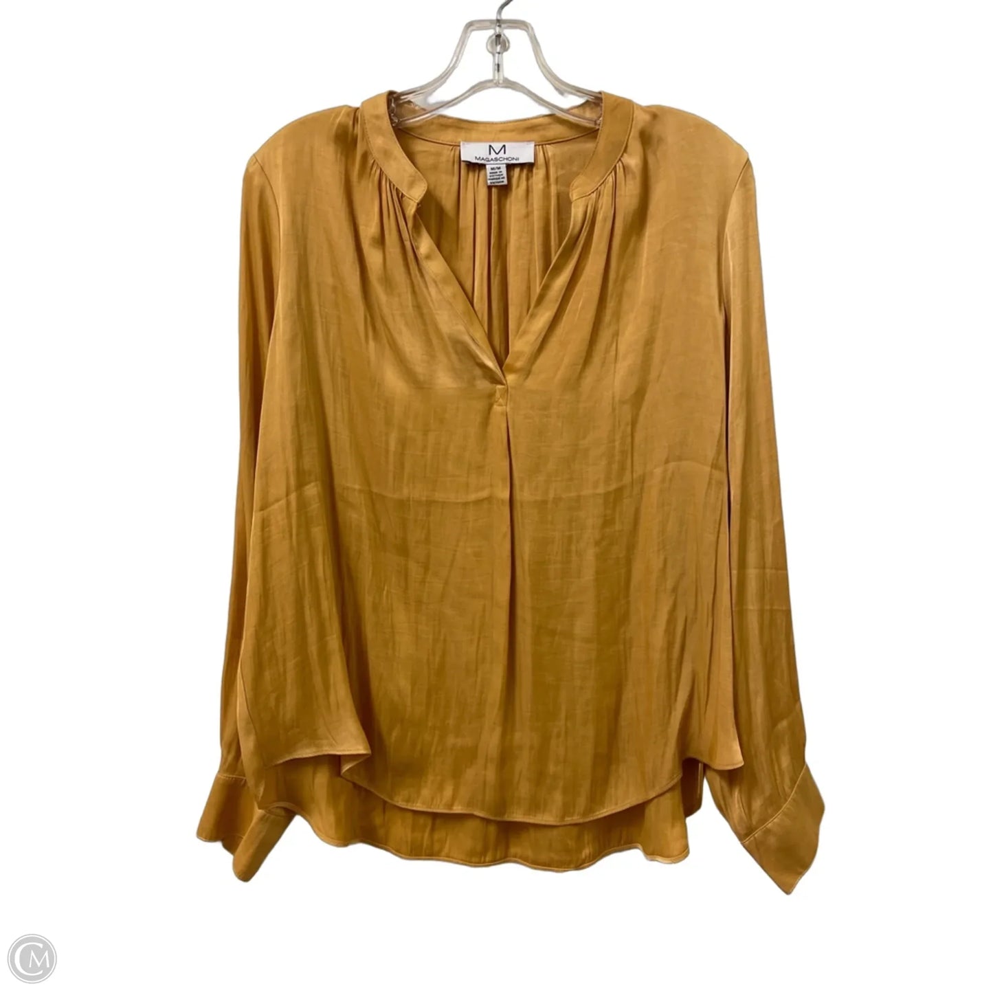 Top Long Sleeve By Magaschoni In Yellow, Size: M