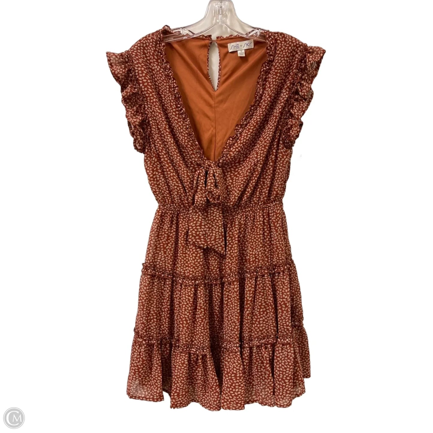Dress Casual Short By She + Sky In Orange, Size: S