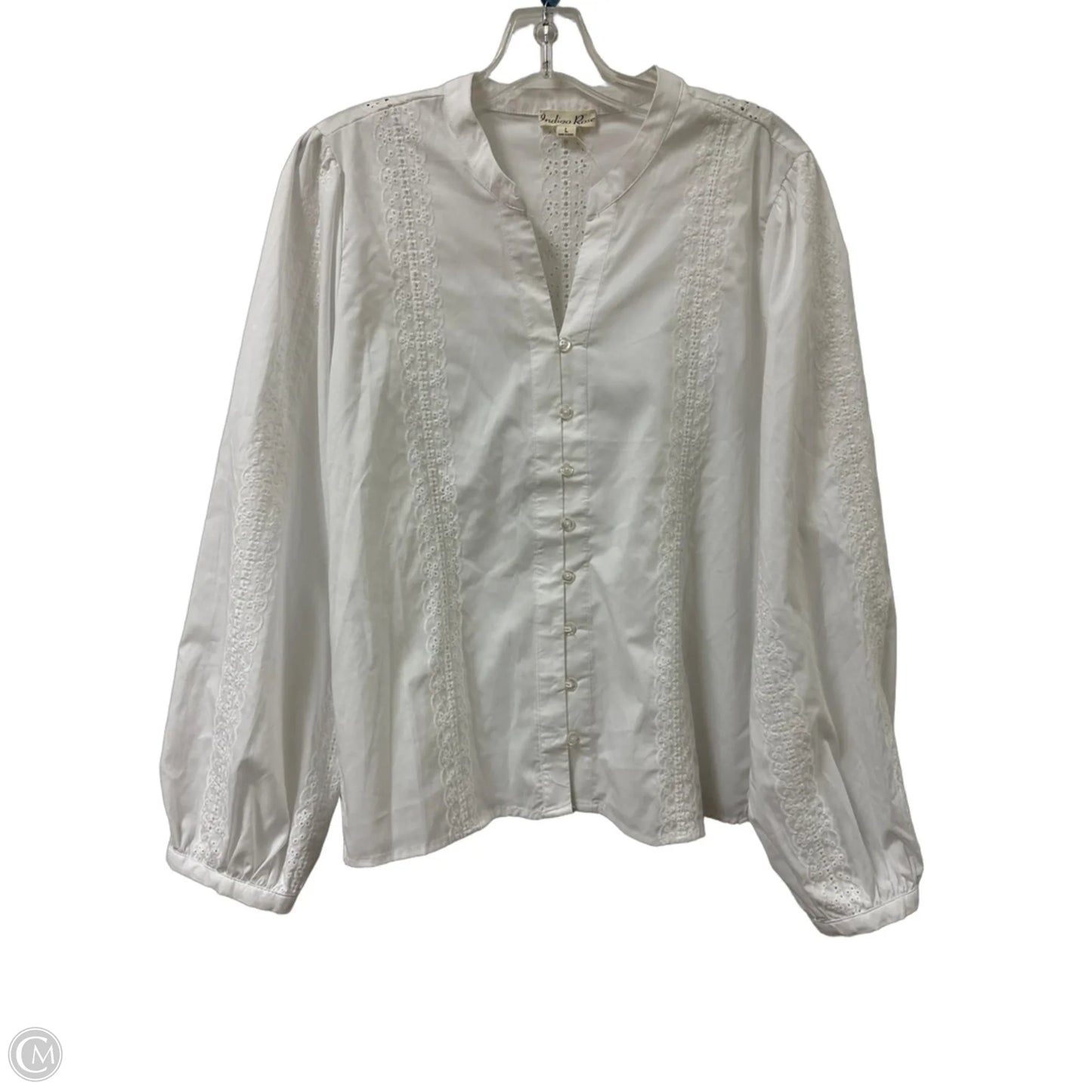 Blouse Long Sleeve By Indigo Blue In White, Size: L