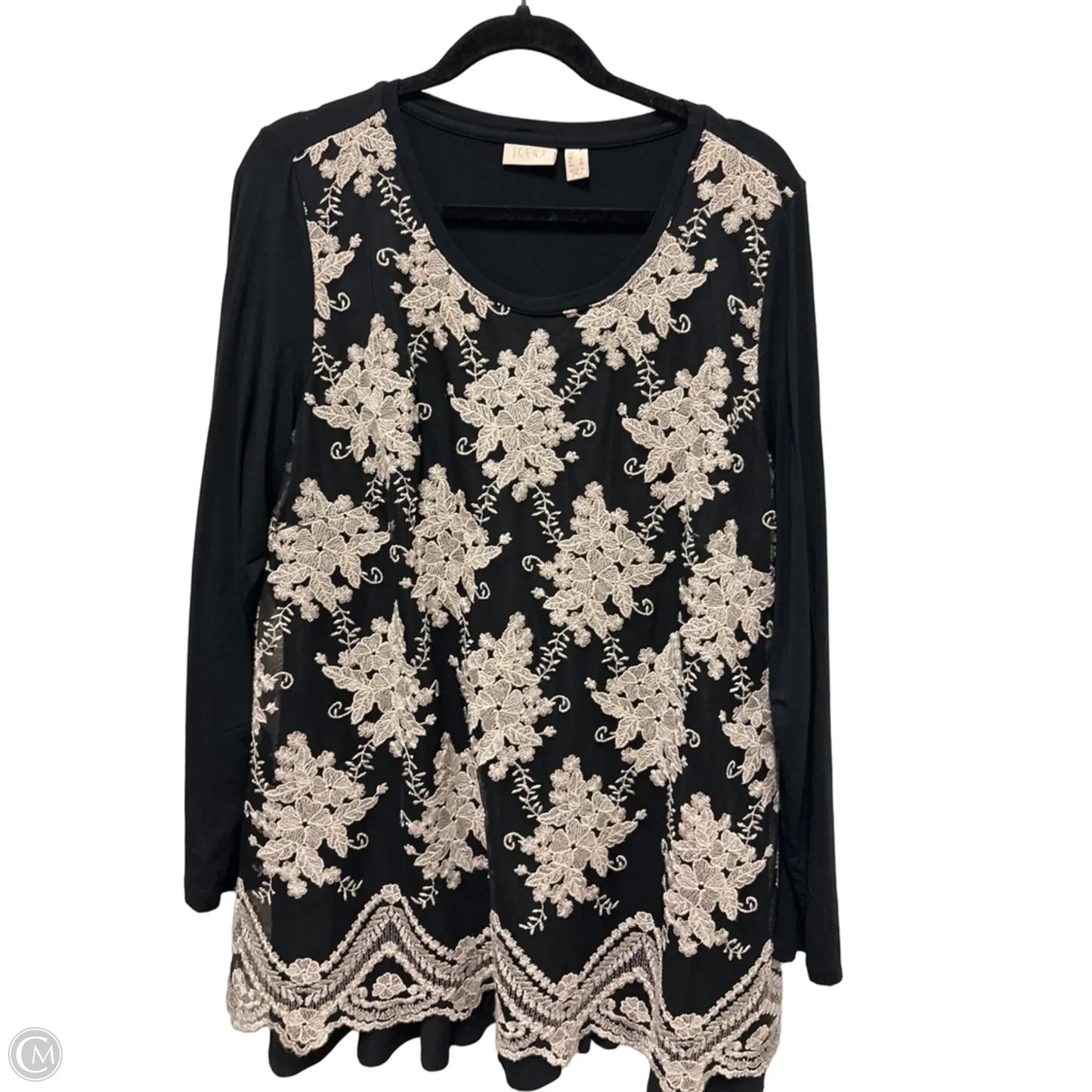 Tunic Long Sleeve By Logo In Black, Size: L