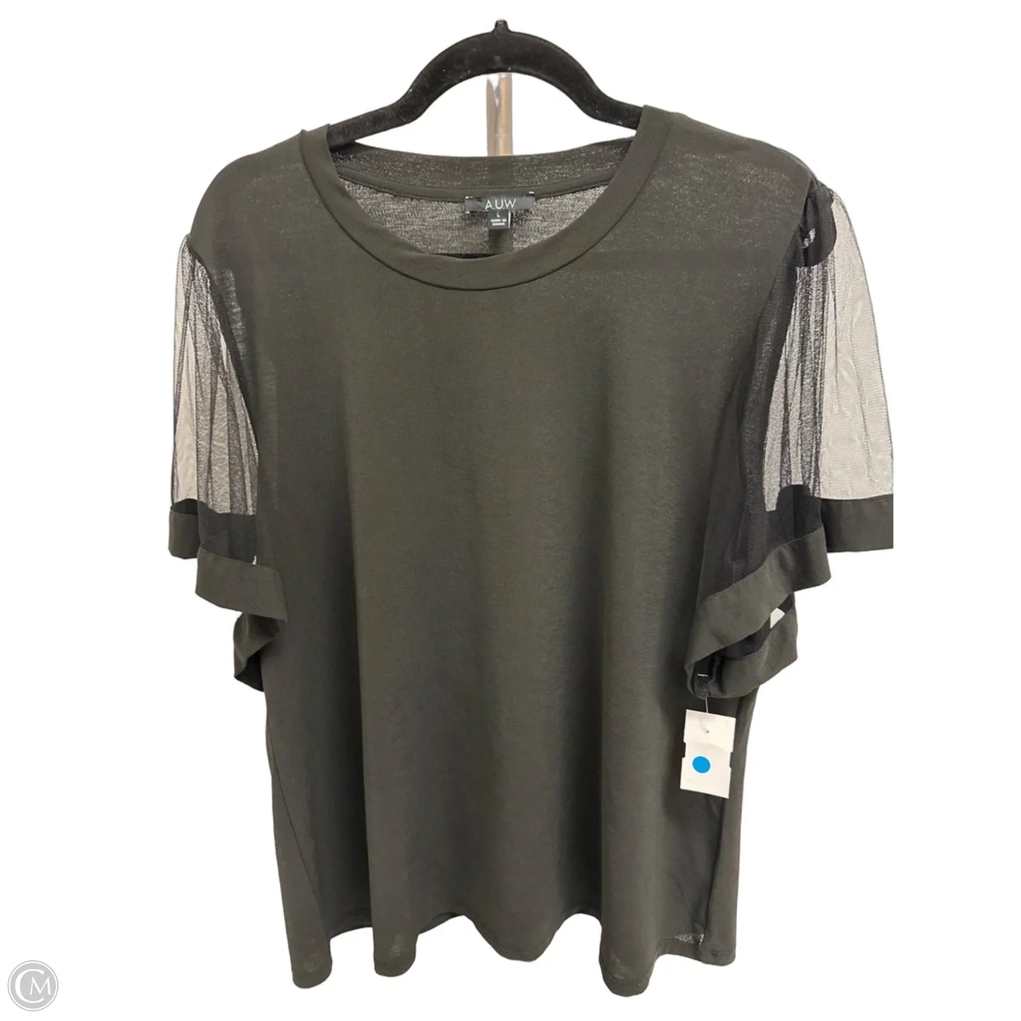 Top Short Sleeve By Auw In Black, Size: L