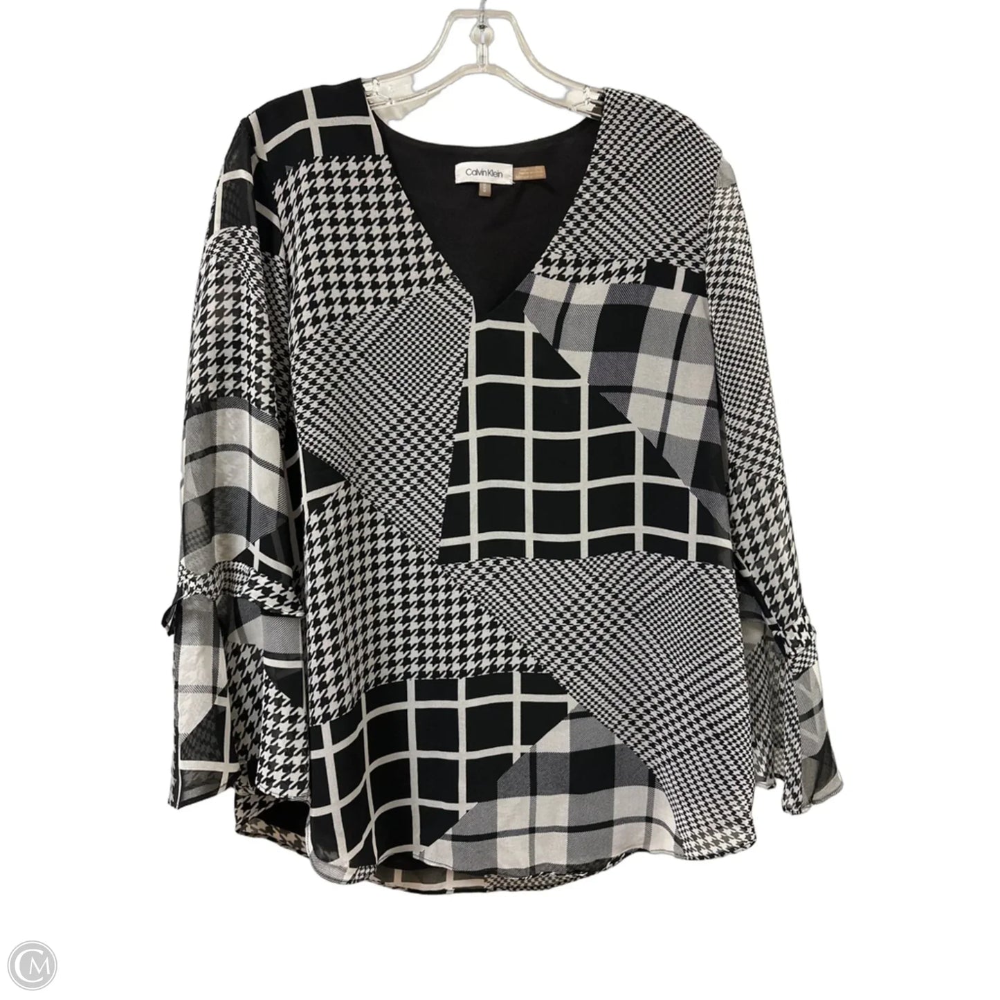 Top Long Sleeve By Calvin Klein In Grey, Size: M