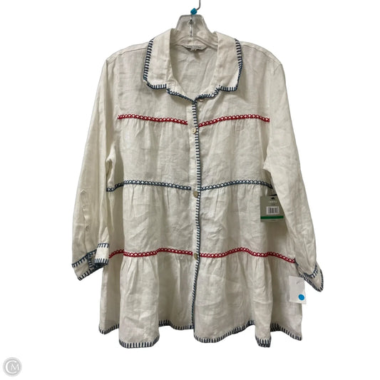 Blouse Long Sleeve By John Mark In White, Size: L