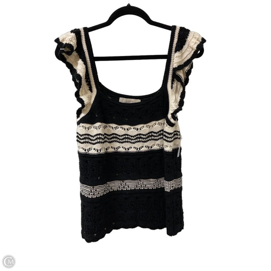Top Sleeveless By Loft In Black & Cream, Size: Xl