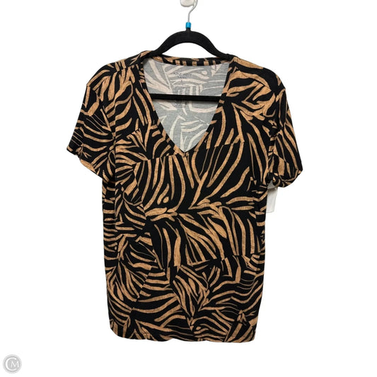 Top Short Sleeve By Nine West In Black & Tan, Size: S