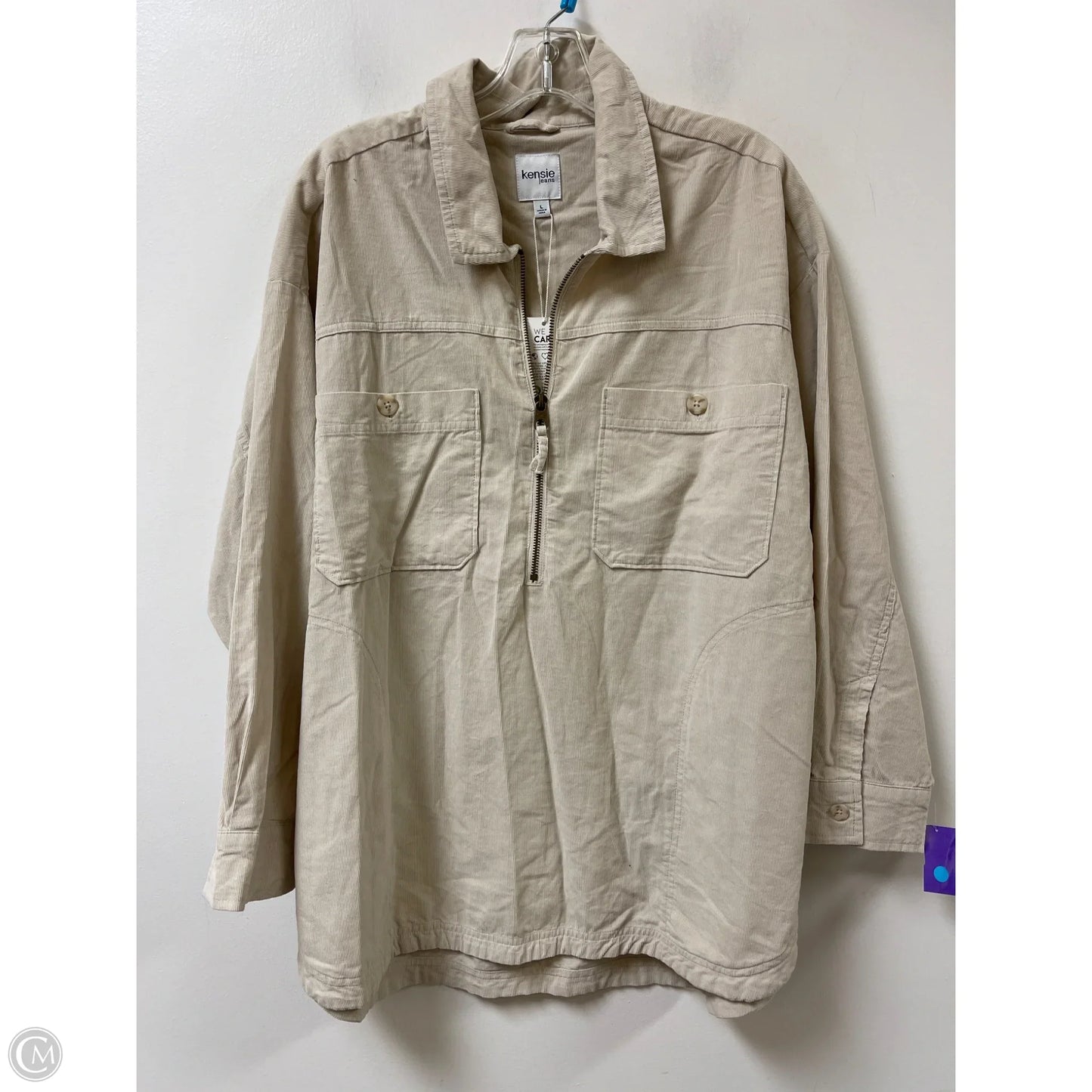 Jacket Shirt By Kensie In Cream, Size: L