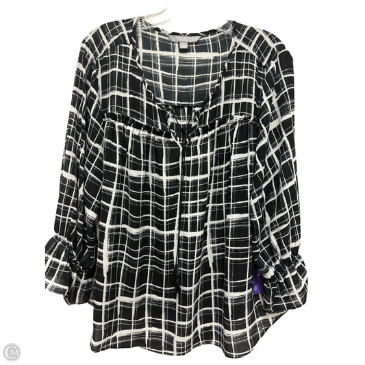 Top Long Sleeve By Valerie Stevens In Black, Size: 1x