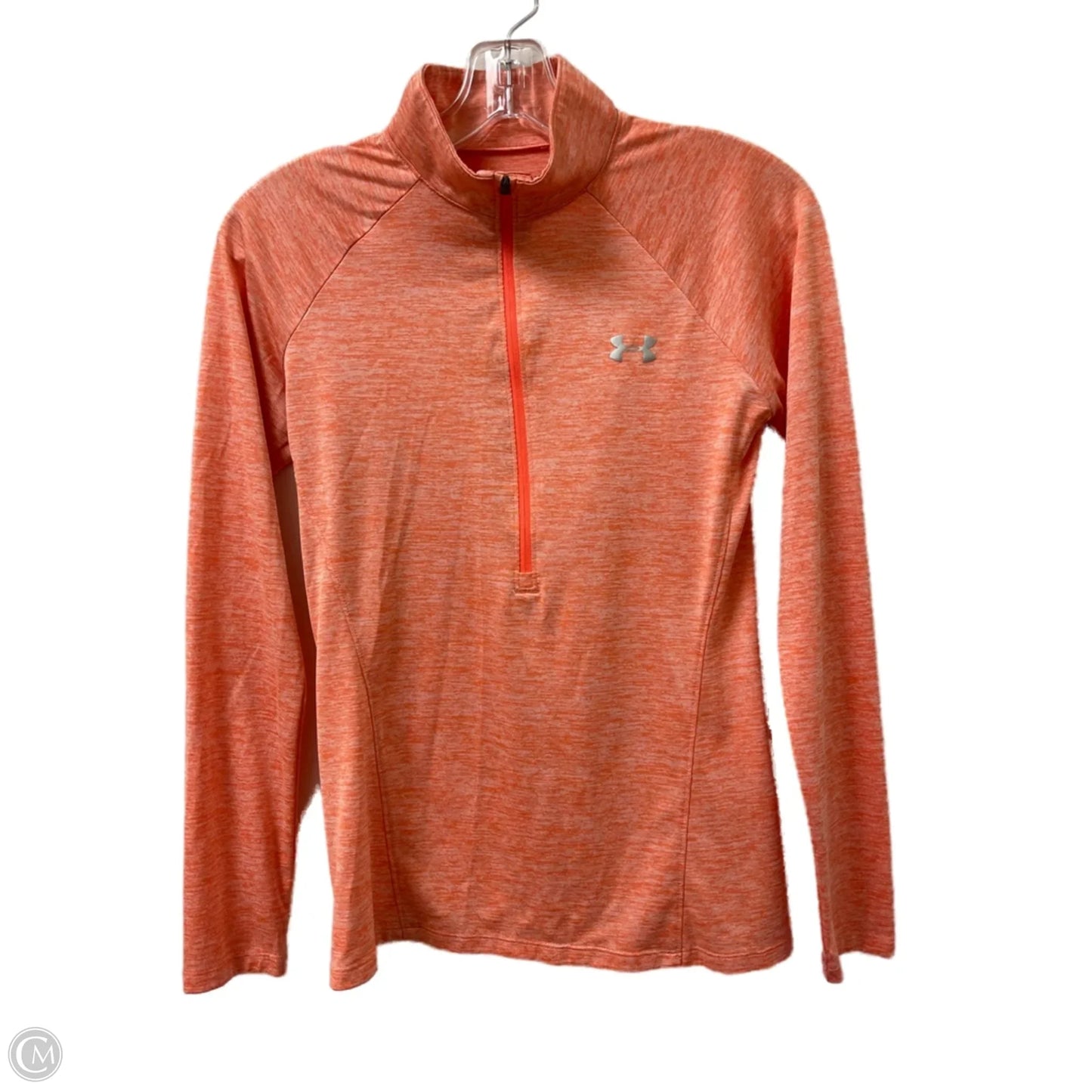 Athletic Top Long Sleeve Collar By Under Armour In Orange, Size: Xs