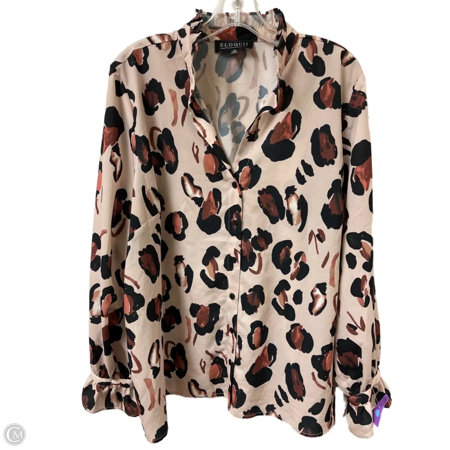 Top Long Sleeve By Eloquii In Animal Print, Size: 2x