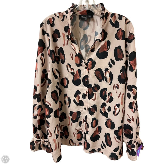 Top Long Sleeve By Eloquii In Animal Print, Size: 2x