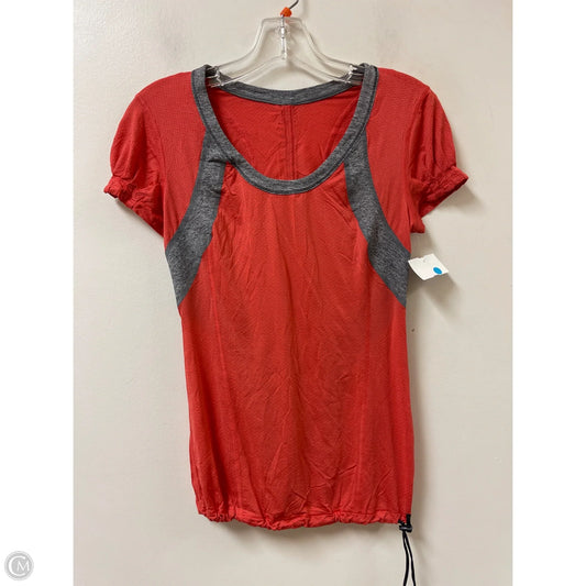Athletic Top Short Sleeve By Lululemon In Red, Size: 4