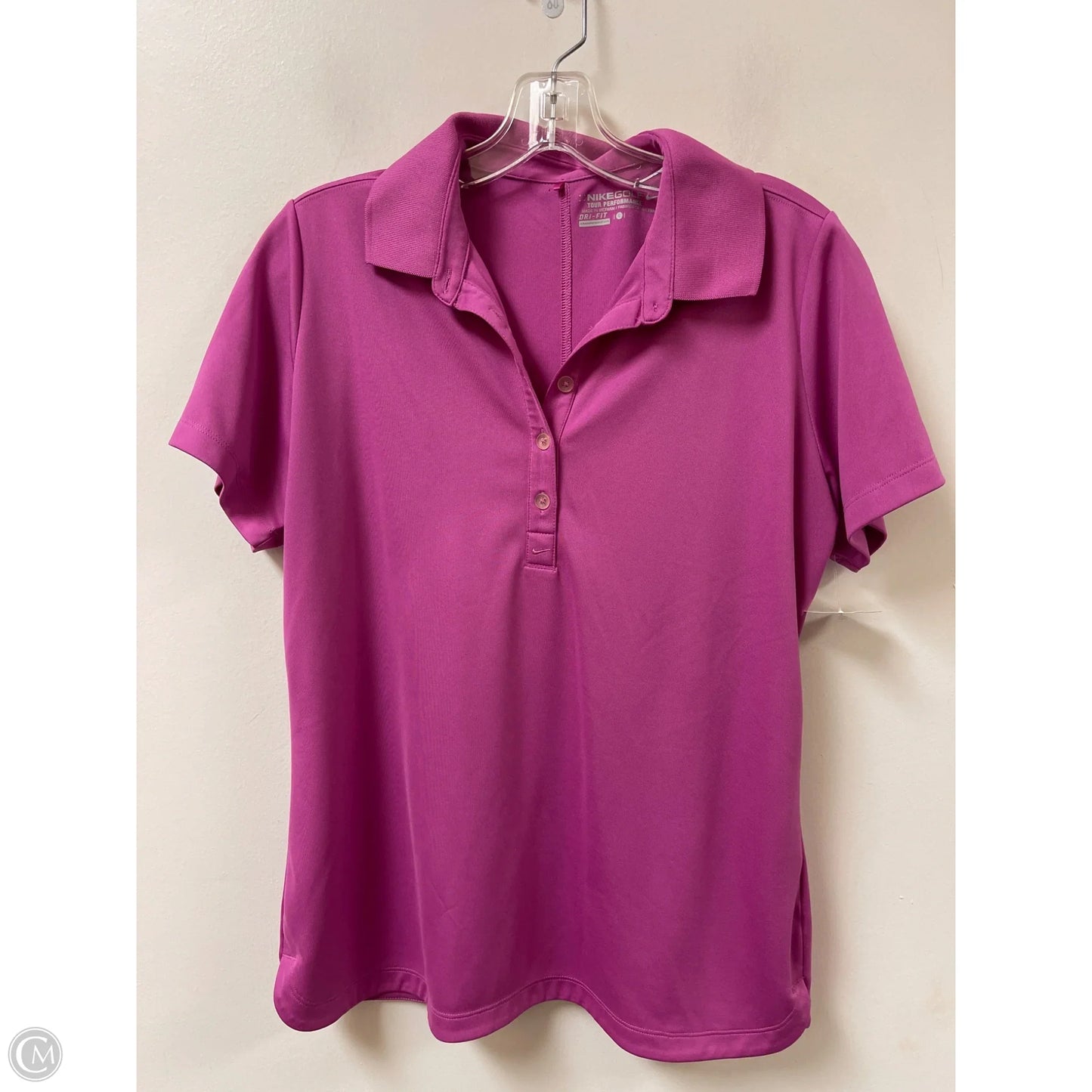 Athletic Top Short Sleeve By Nike In Pink, Size: L