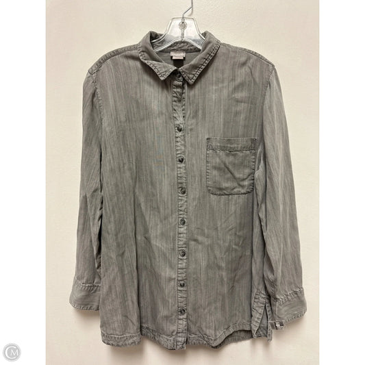Top Long Sleeve By Chicos In Grey, Size: Xl