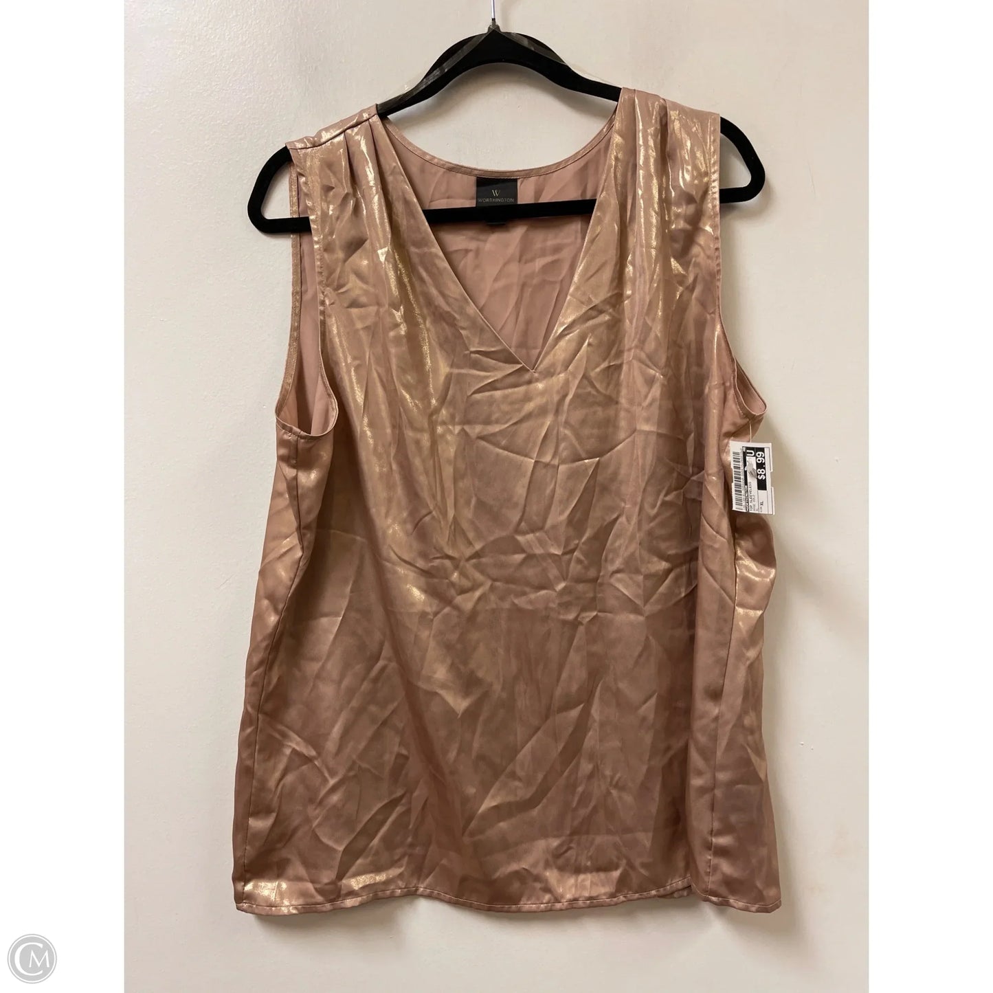 Top Sleeveless By Worthington In Rose Gold, Size: Xl