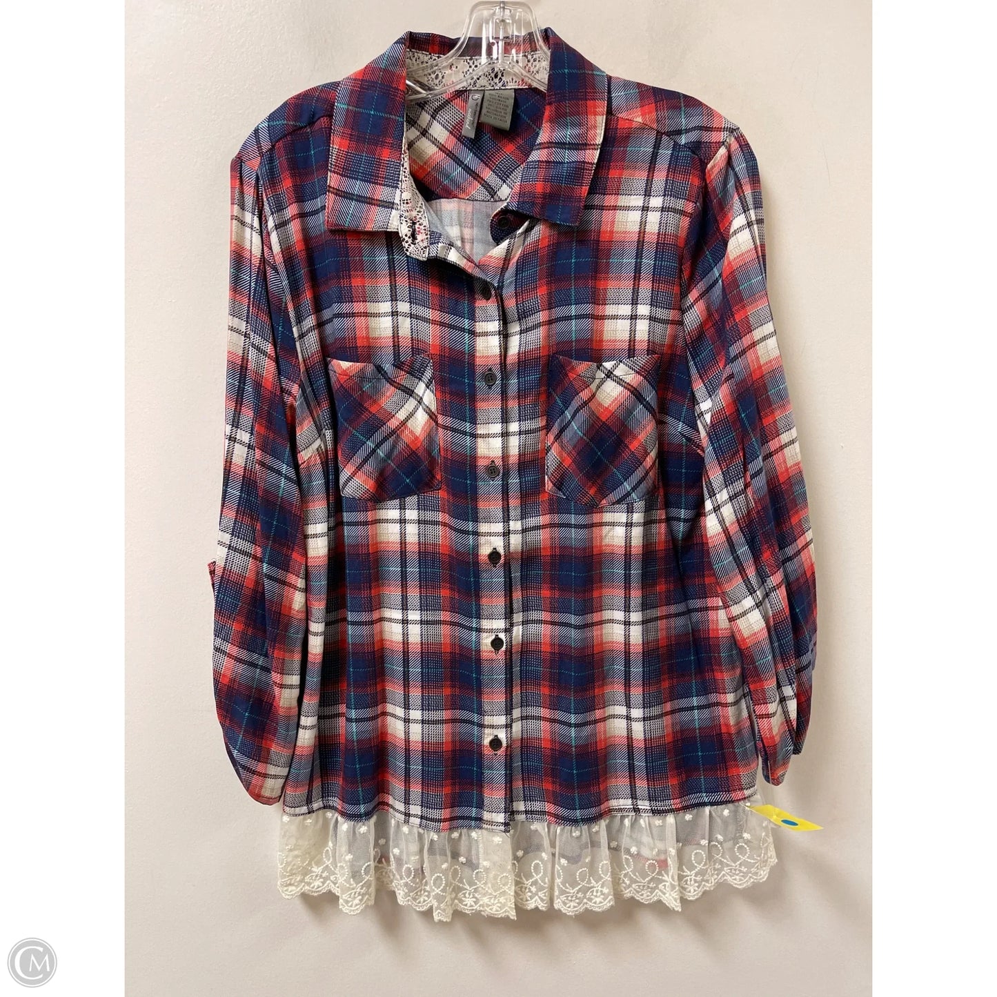 Top Long Sleeve By New Directions In Blue & Red, Size: L