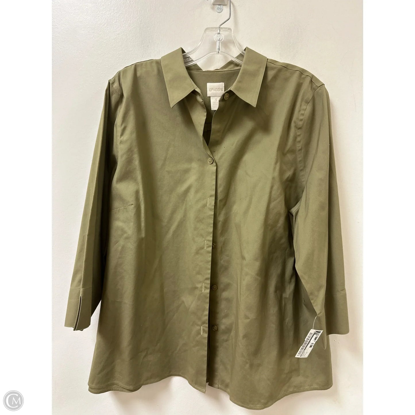 Blouse Long Sleeve By Chicos In Green, Size: Xl