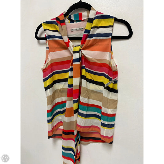 Top Sleeveless Designer By Alice + Olivia In Striped Pattern, Size: Xs