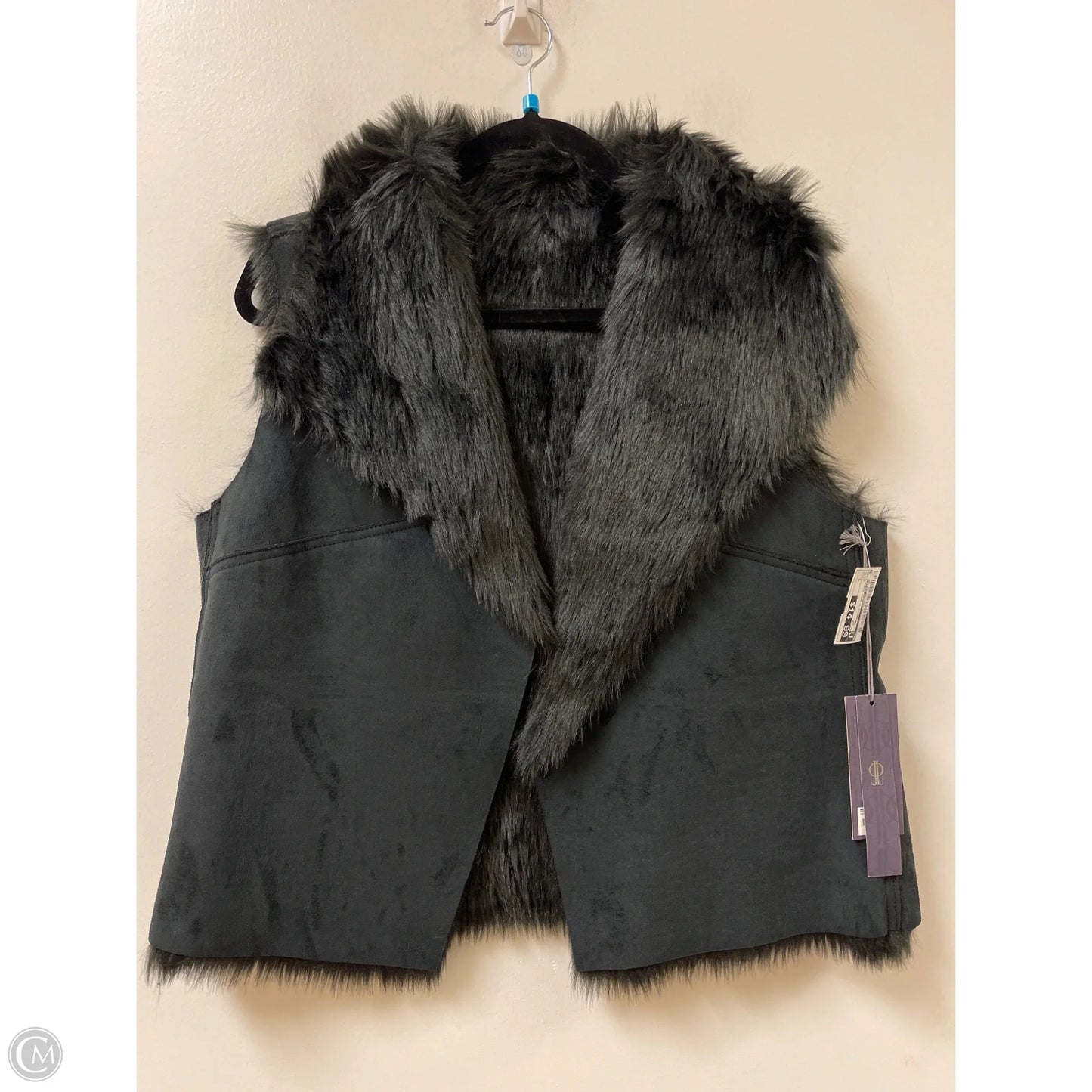 Vest Faux Fur & Sherpa By Jennifer Lopez In Black, Size: L