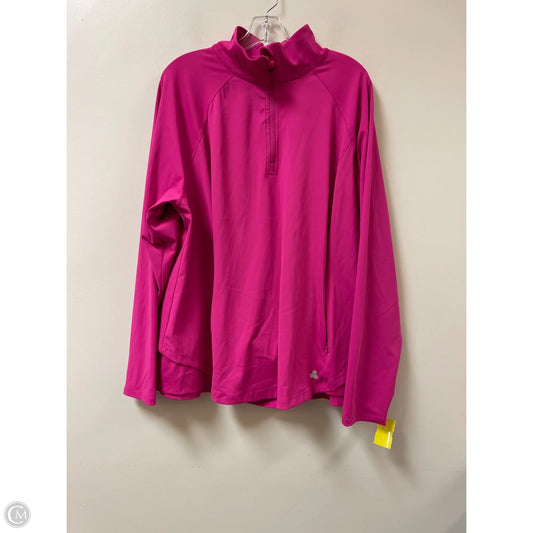 Athletic Top Long Sleeve Collar By Tek Gear In Pink, Size: 3x
