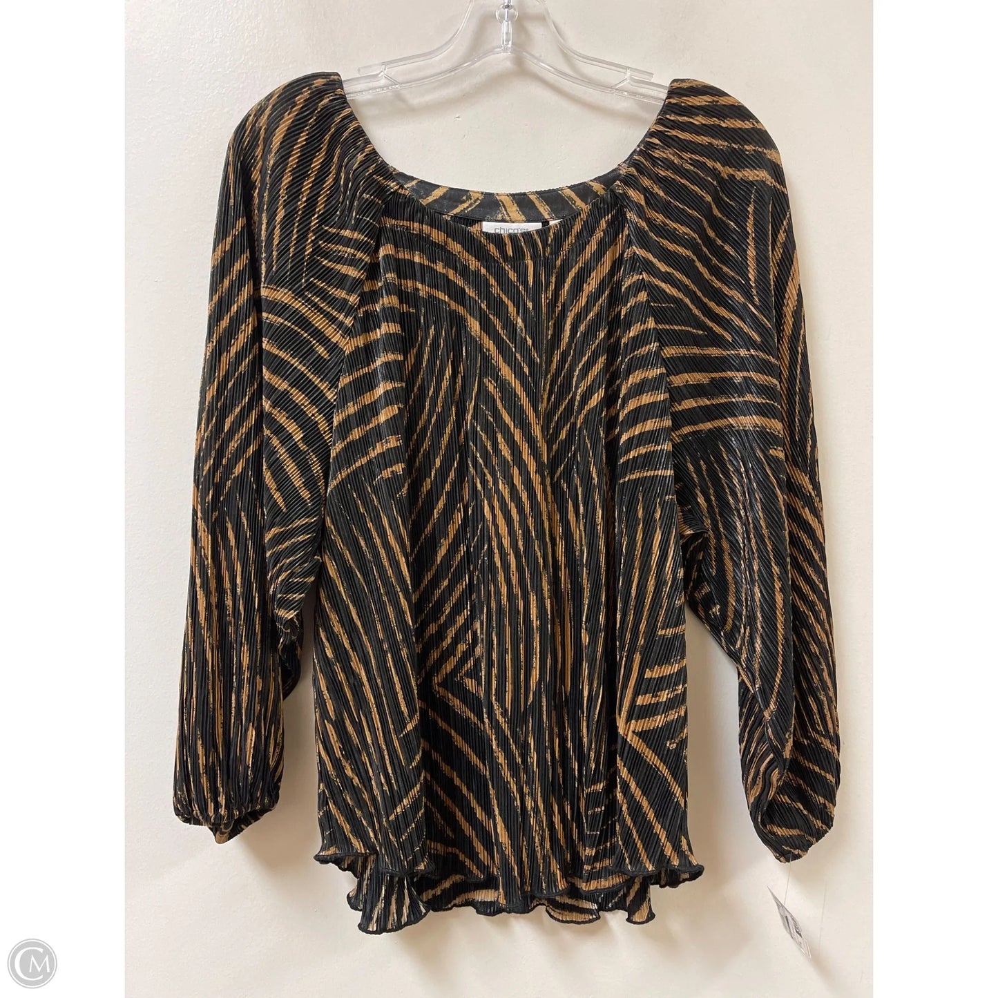 Top Long Sleeve By Chicos In Black & Brown, Size: Xl