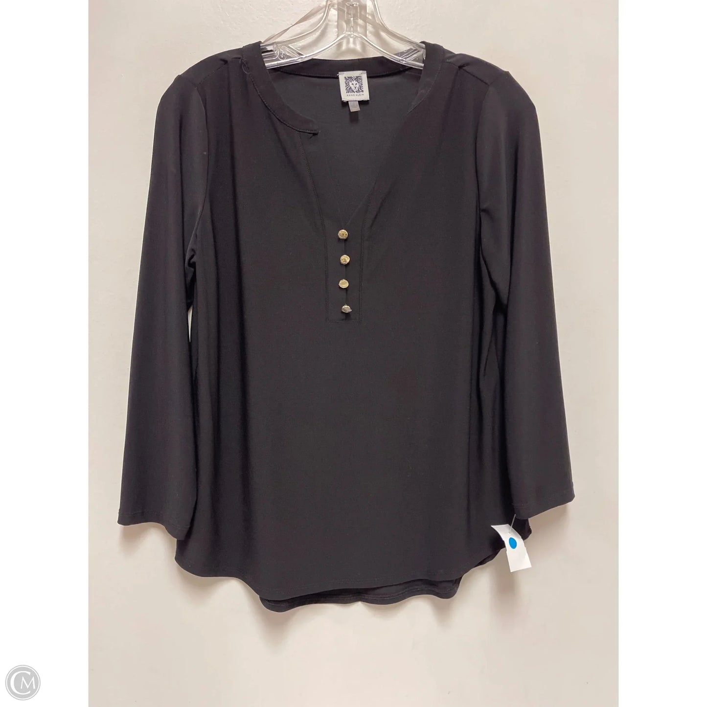 Top Long Sleeve By Anne Klein In Black, Size: S