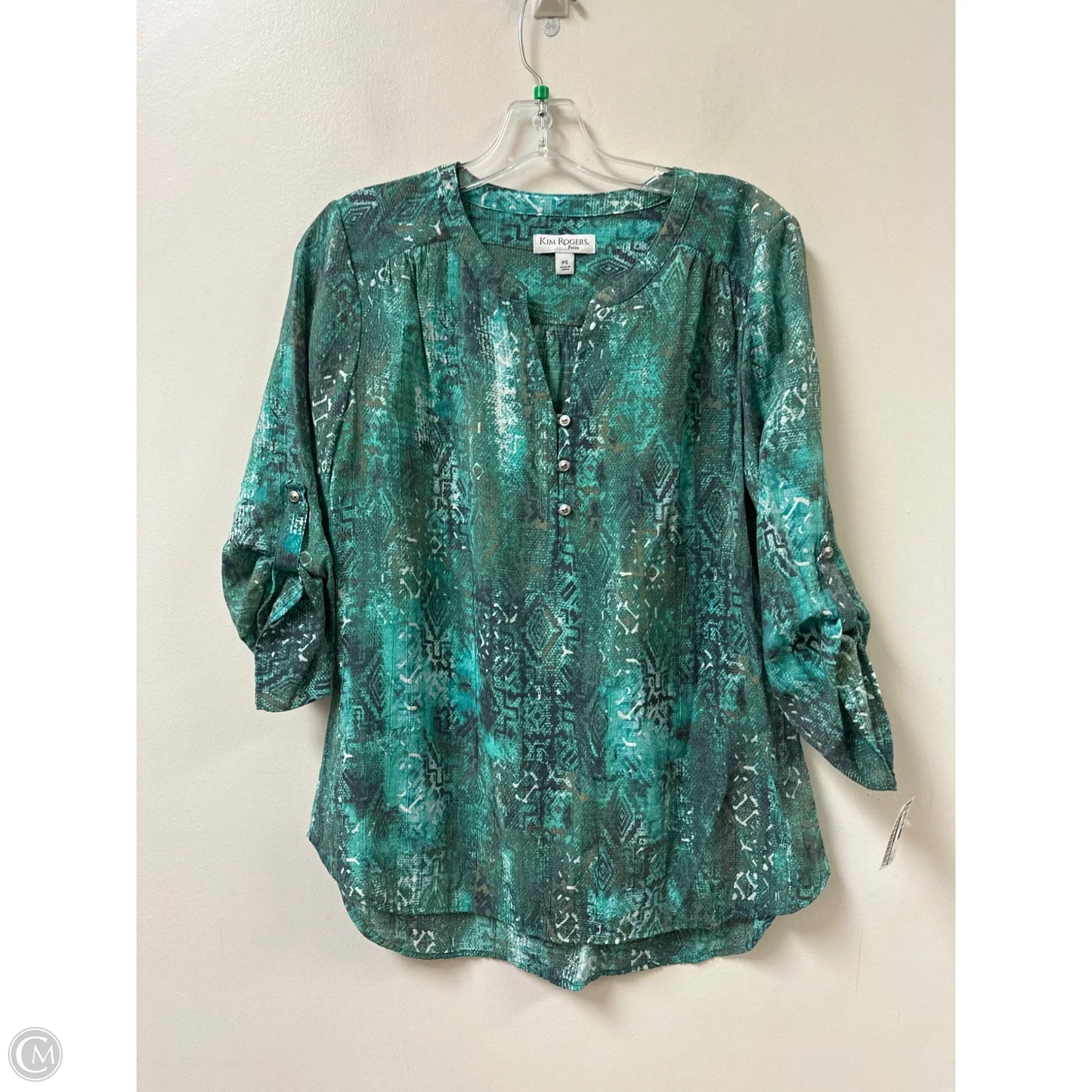 Top Long Sleeve By Kim Rogers In Green, Size: Sp