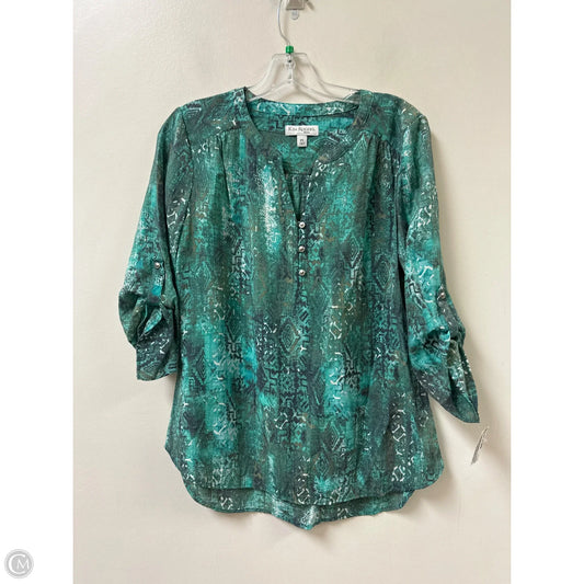 Top Long Sleeve By Kim Rogers In Green, Size: Sp